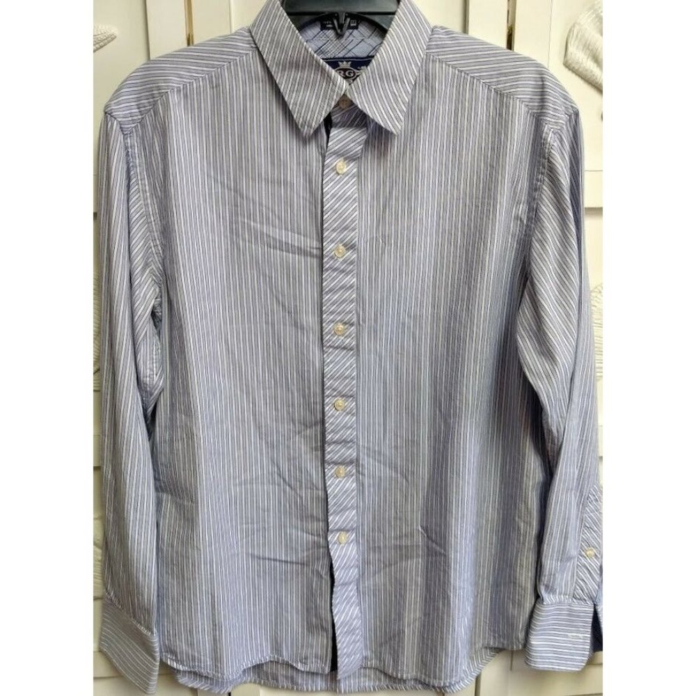 RG ROBERT GRAHAM MENS SHIRT BUTTON DOWN BLUE STRIPED SIZE M